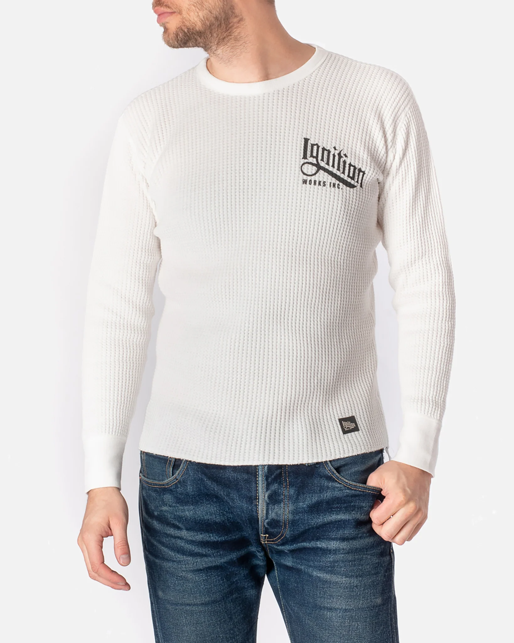 Ignition Works Logo Thermal Crew Neck Long Sleeved Top - Black or White - Image 4