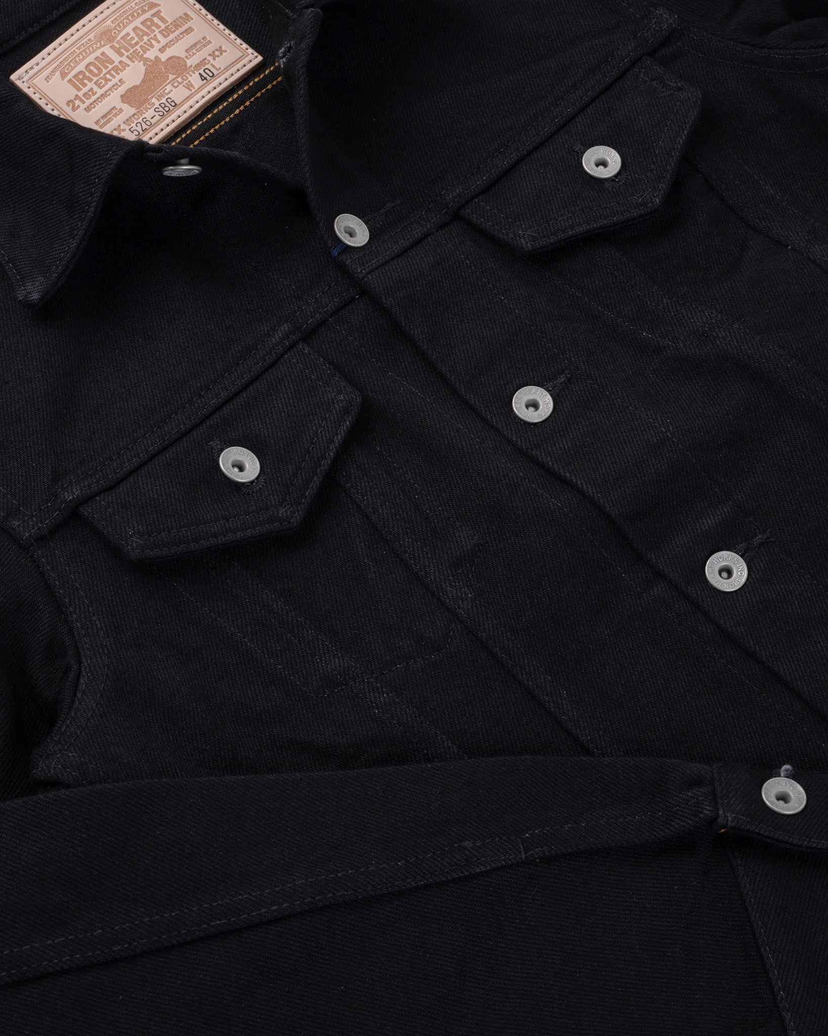 21oz Selvedge Denim Modified Type III Jacket - Superblack (Fades To Grey) - Image 8