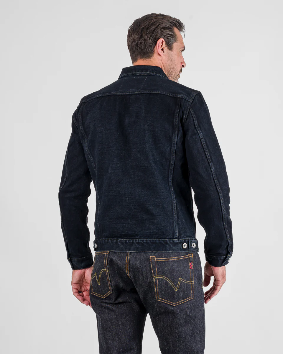 19oz Left-Hand Twill Selvedge Denim Type III Jacket - Indigo Overdyed Black - Image 3
