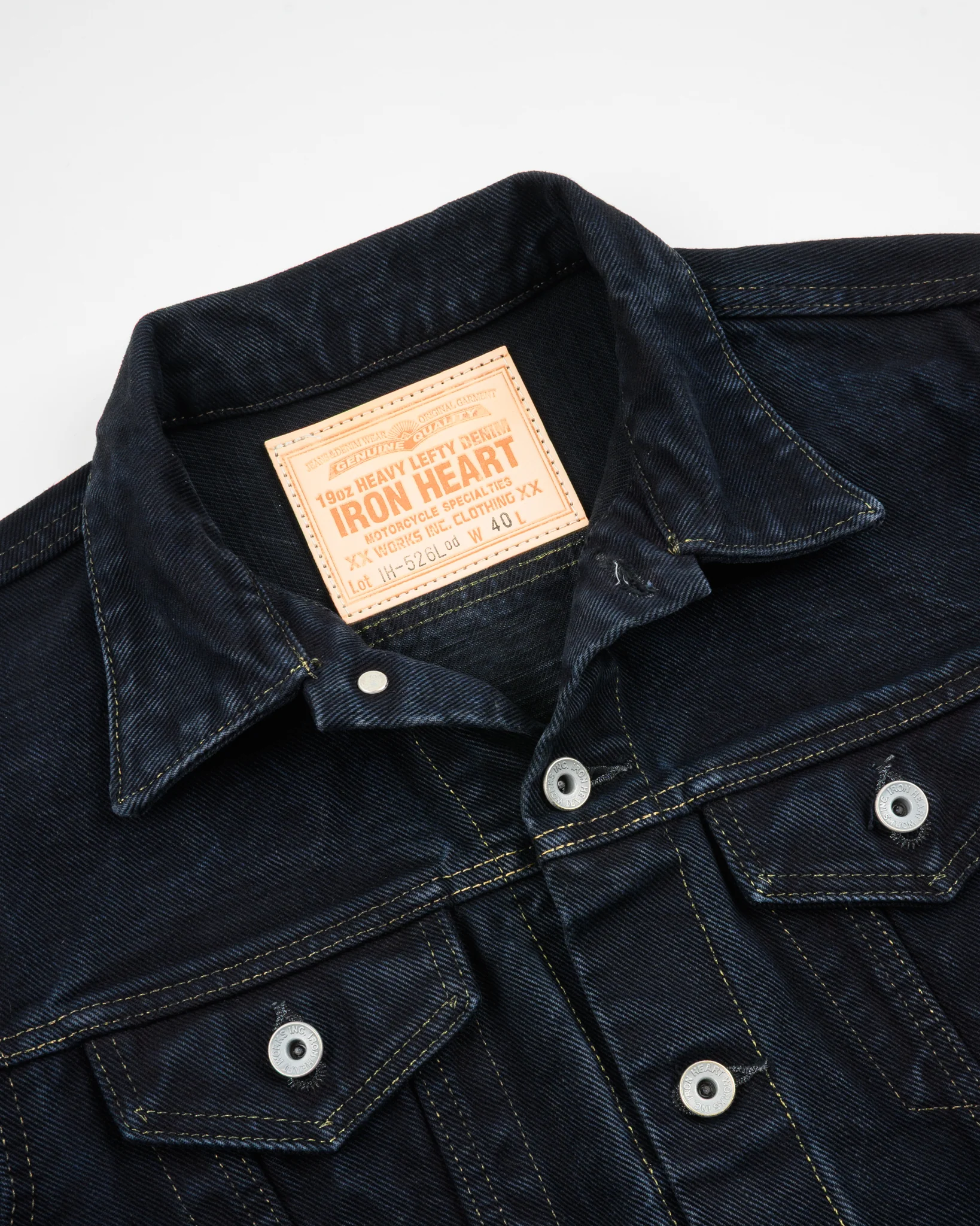 19oz Left-Hand Twill Selvedge Denim Type III Jacket - Indigo Overdyed Black - Image 7