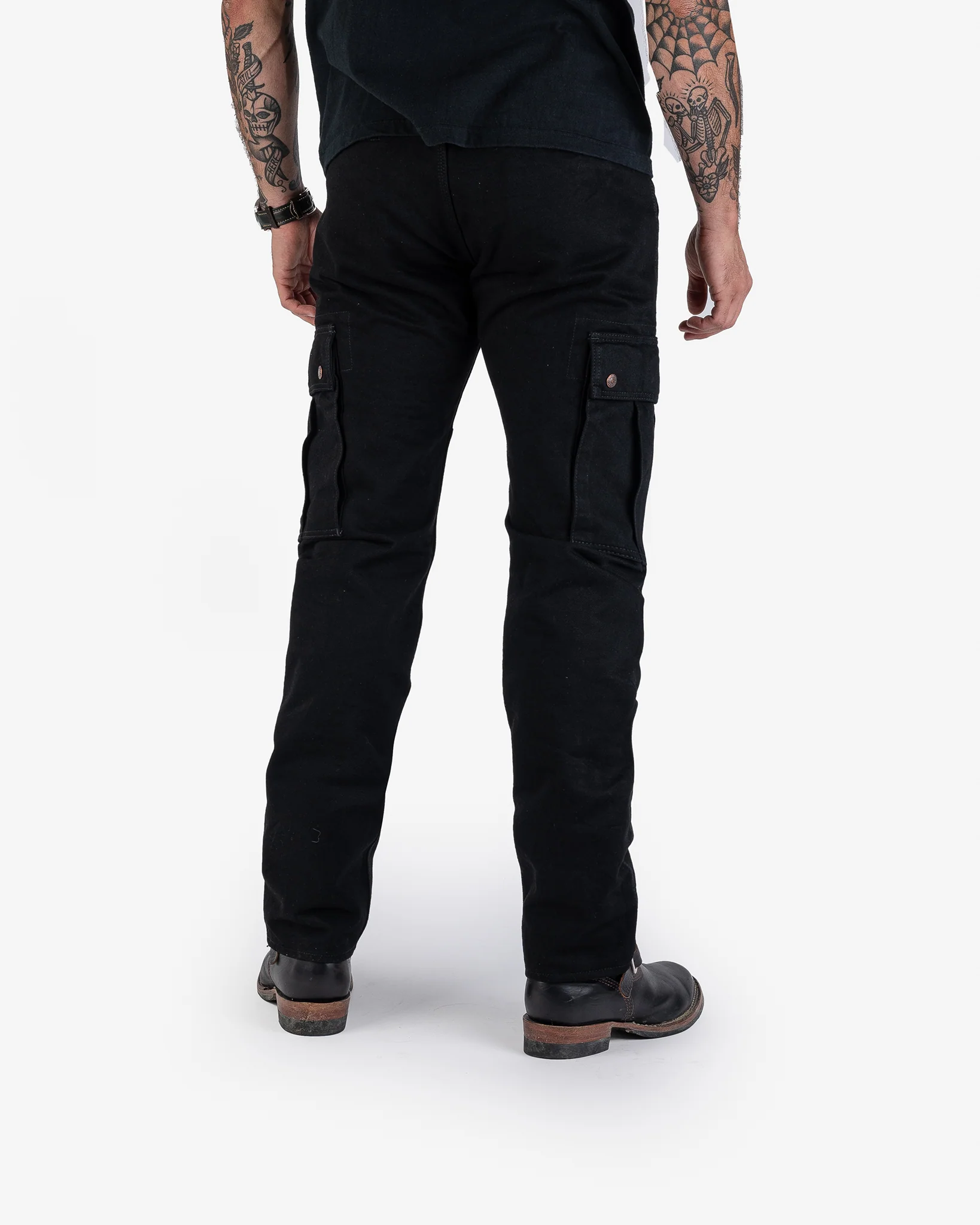 14oz Selvedge Denim Cargo Pants - Black/Black - Image 3