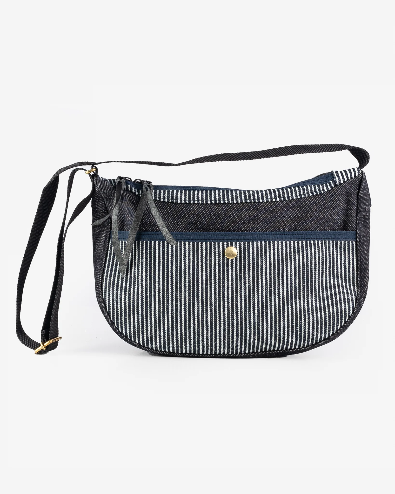 12oz Hickory Stripe Small Shoulder Bag - Indigo - Image 3