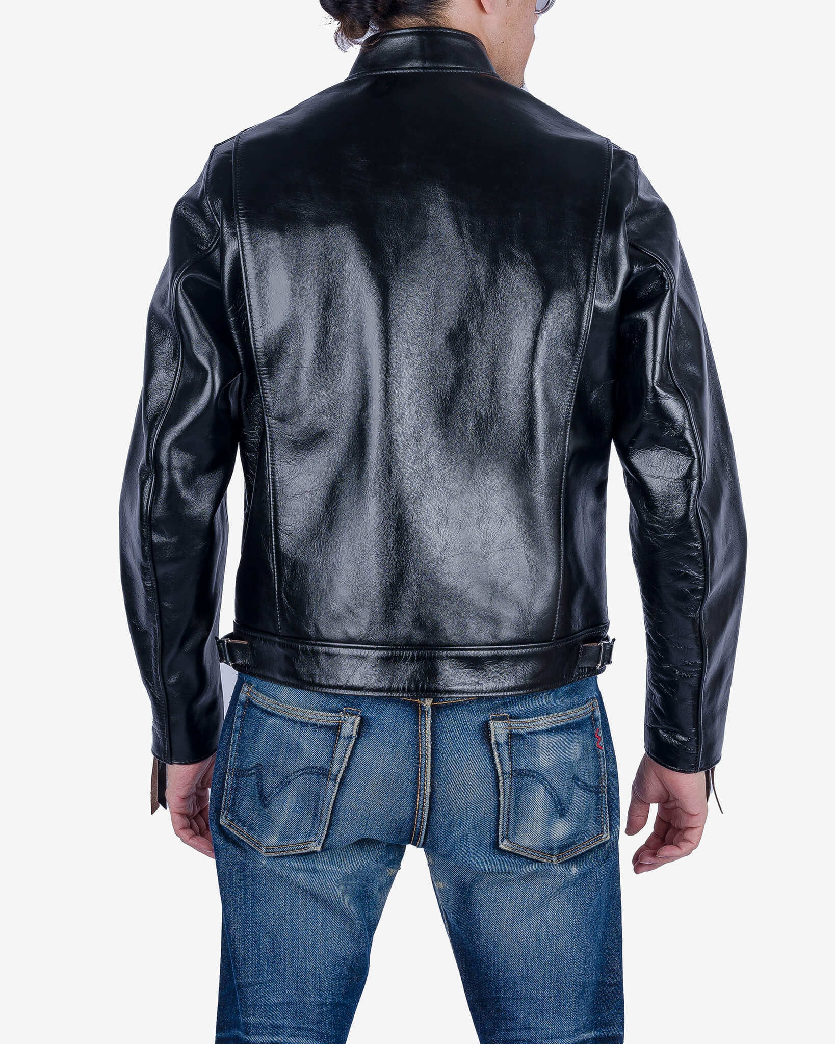 Japanese Horsehide Double Motorcycle Jacket - Black - Image 3