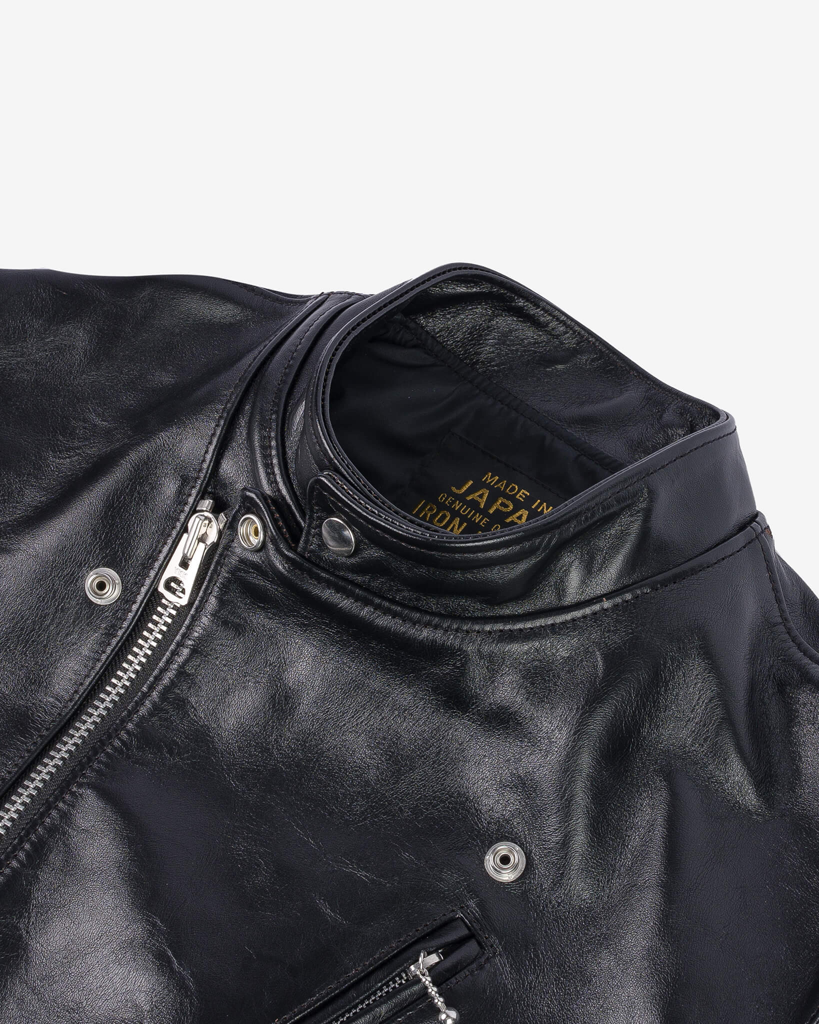 Japanese Horsehide Double Motorcycle Jacket - Black - Image 7