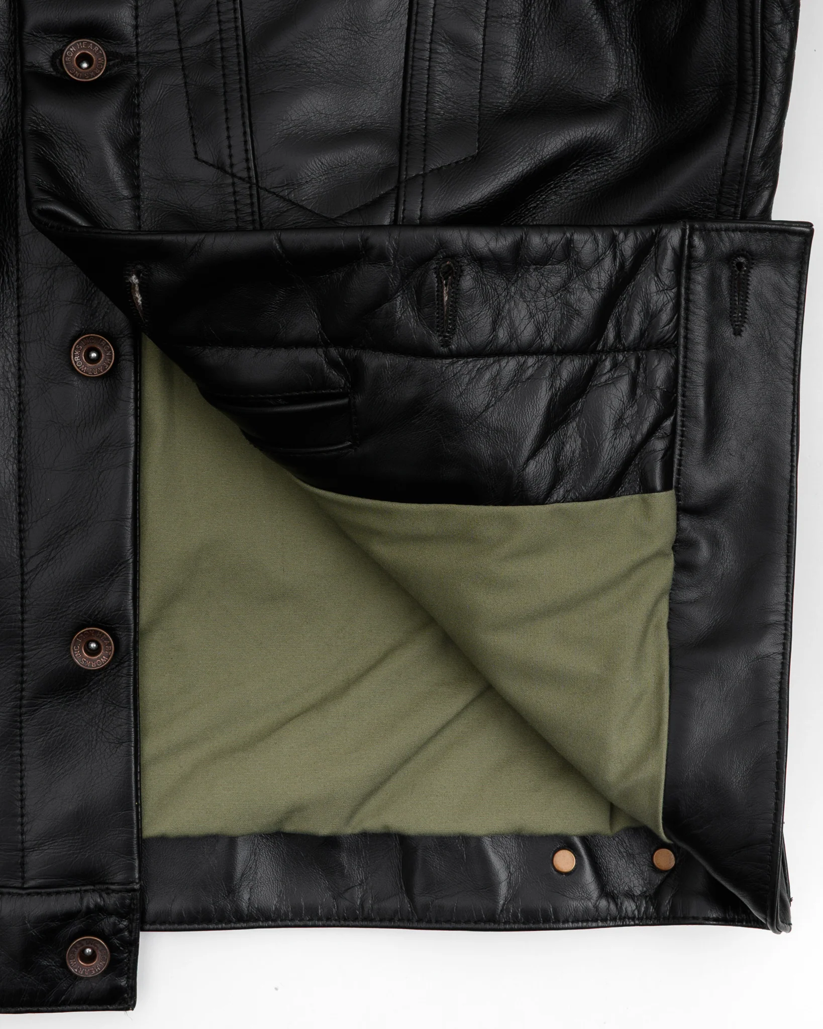 Japanese Horsehide Modified Type III Jacket - Black (Tea-Core Dyed) - Image 10