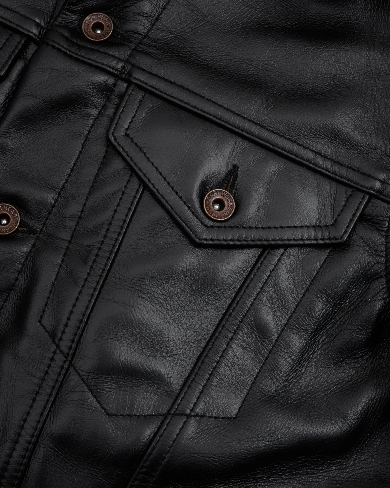 Japanese Horsehide Modified Type III Jacket - Black (Tea-Core Dyed) - Image 8