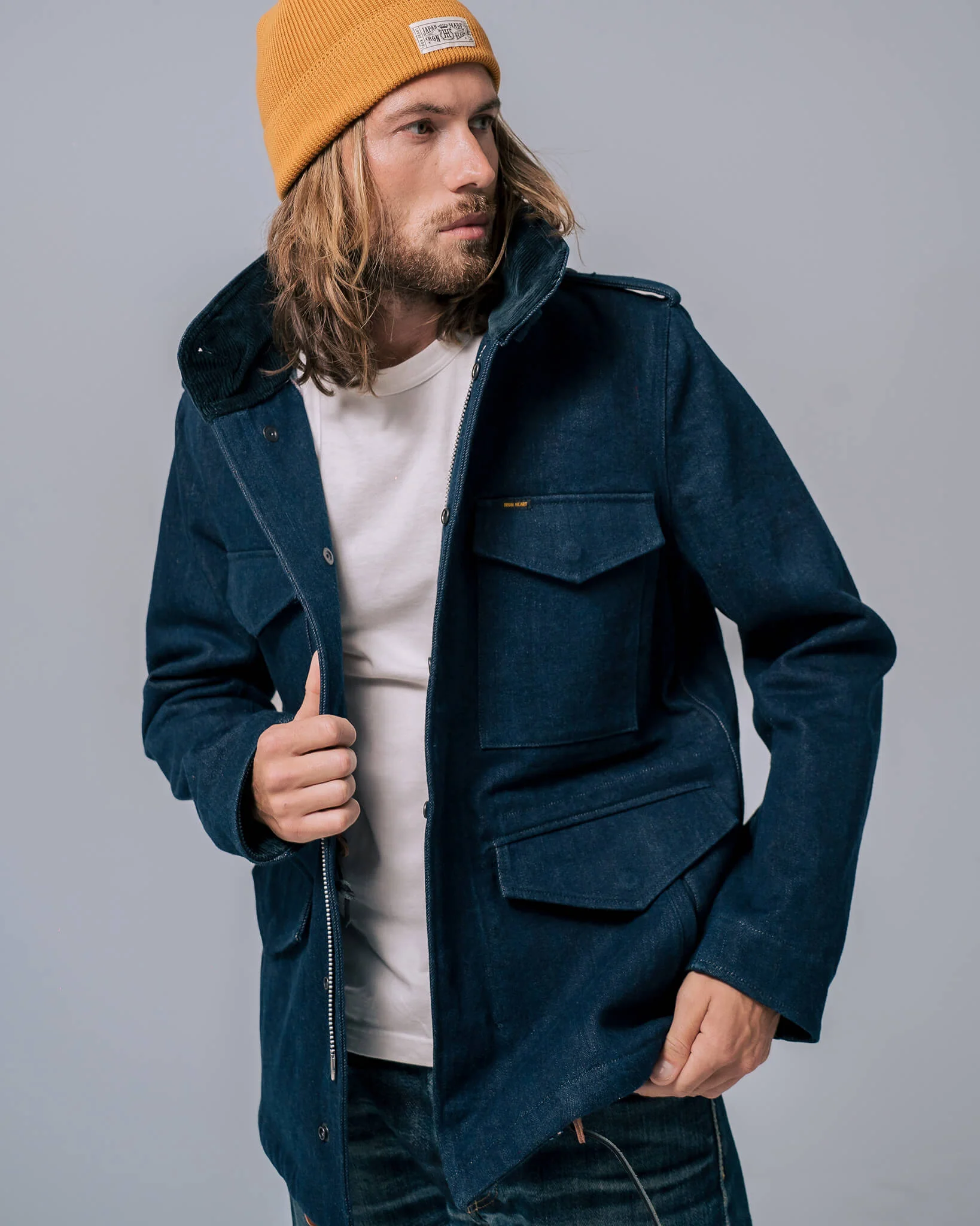 16oz Natural Indigo Selvedge Denim M65 Field Jacket - Image 4