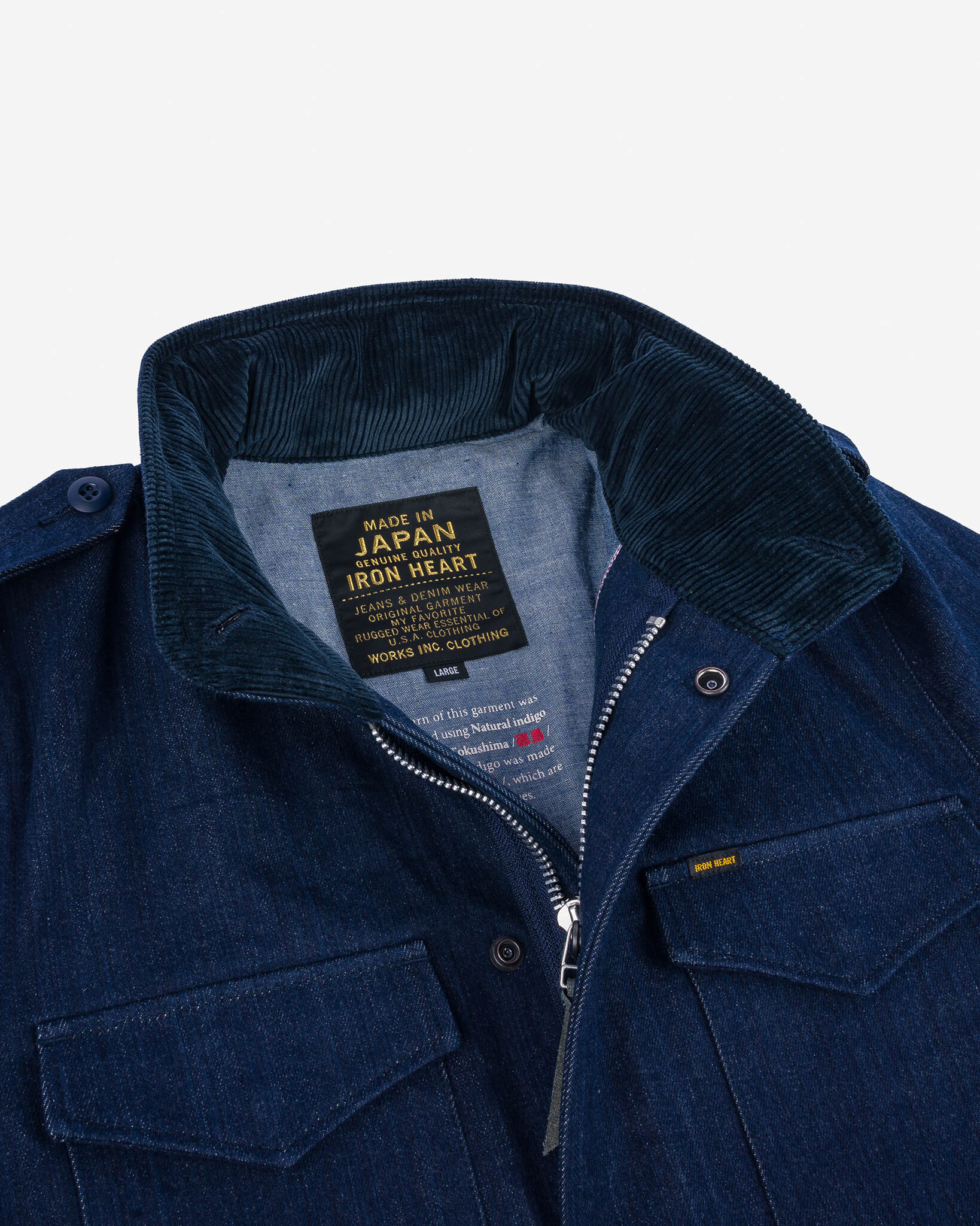 16oz Natural Indigo Selvedge Denim M65 Field Jacket - Image 9