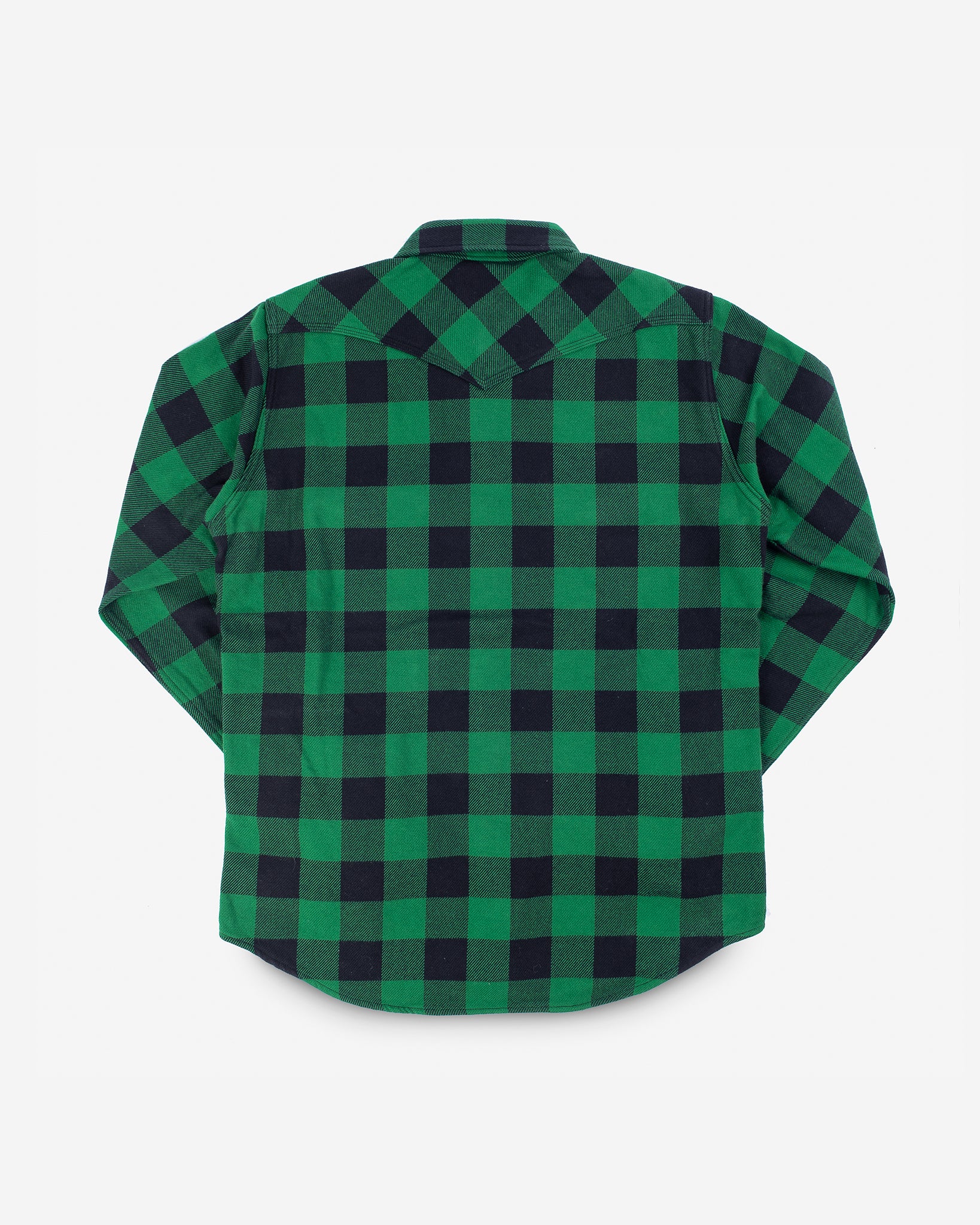 Ultra Heavy Flannel Buffalo Check Western Shirt - Green/Black - Image 5
