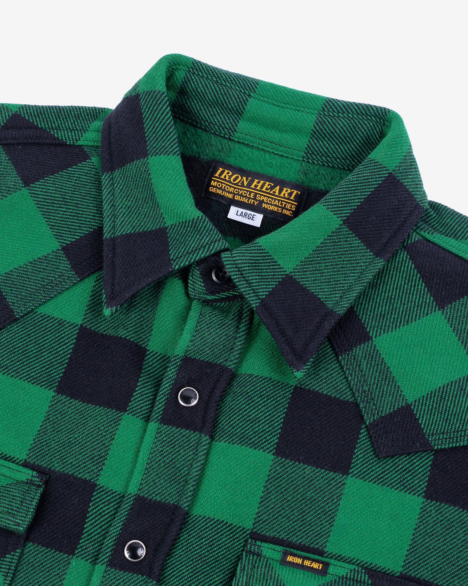 Ultra Heavy Flannel Buffalo Check Western Shirt - Green/Black - Image 6