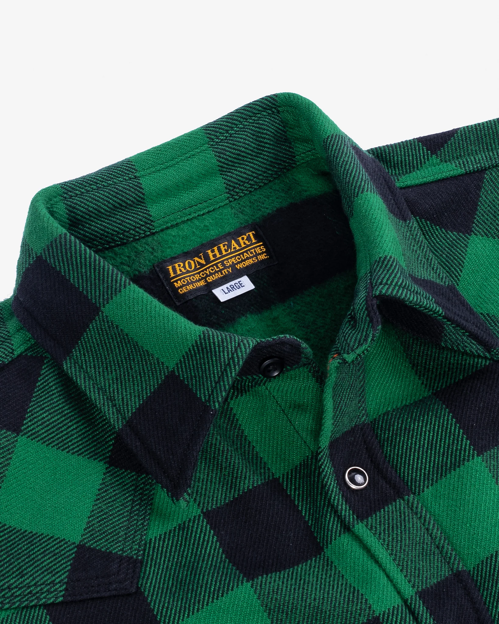 Ultra Heavy Flannel Buffalo Check Western Shirt - Green/Black - Image 7
