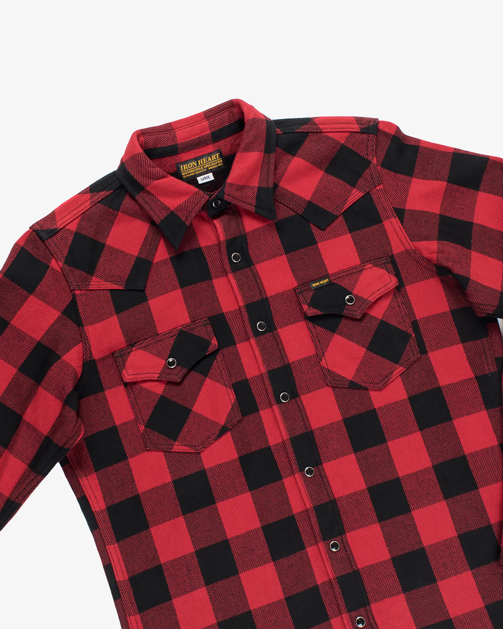 Ultra Heavy Flannel Buffalo Check Western Shirt - Red/Black - Image 6