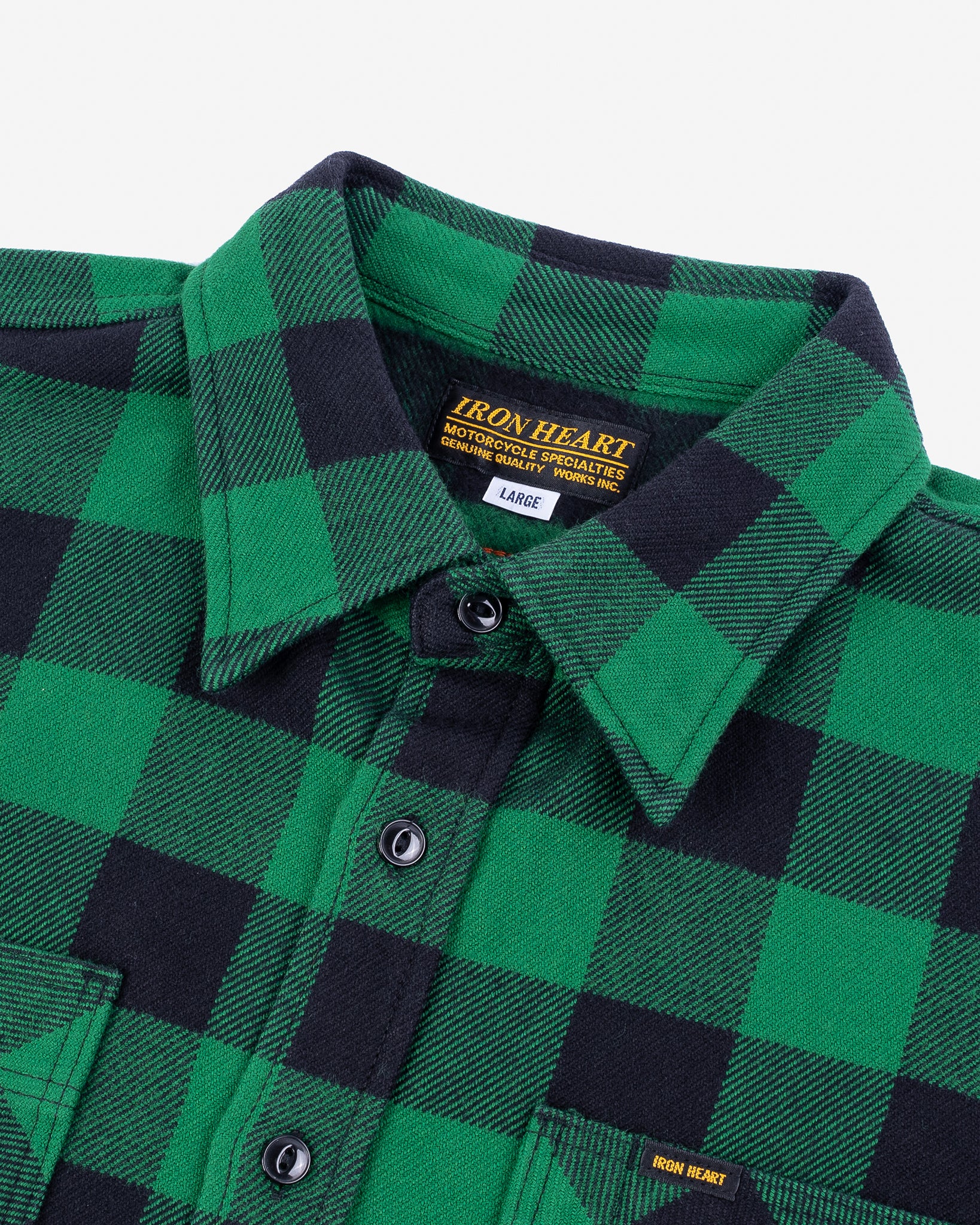 Ultra Heavy Flannel Buffalo Check Work Shirt - Green/Black - Image 6