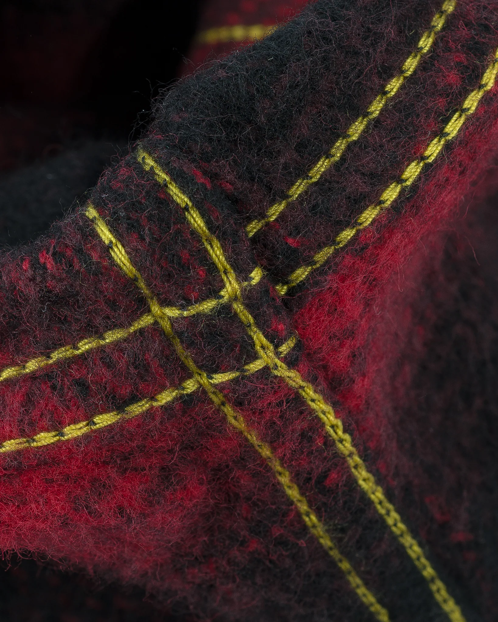 Ultra Heavy Flannel Ombré Check Western Shirt - Red/Black - Image 12