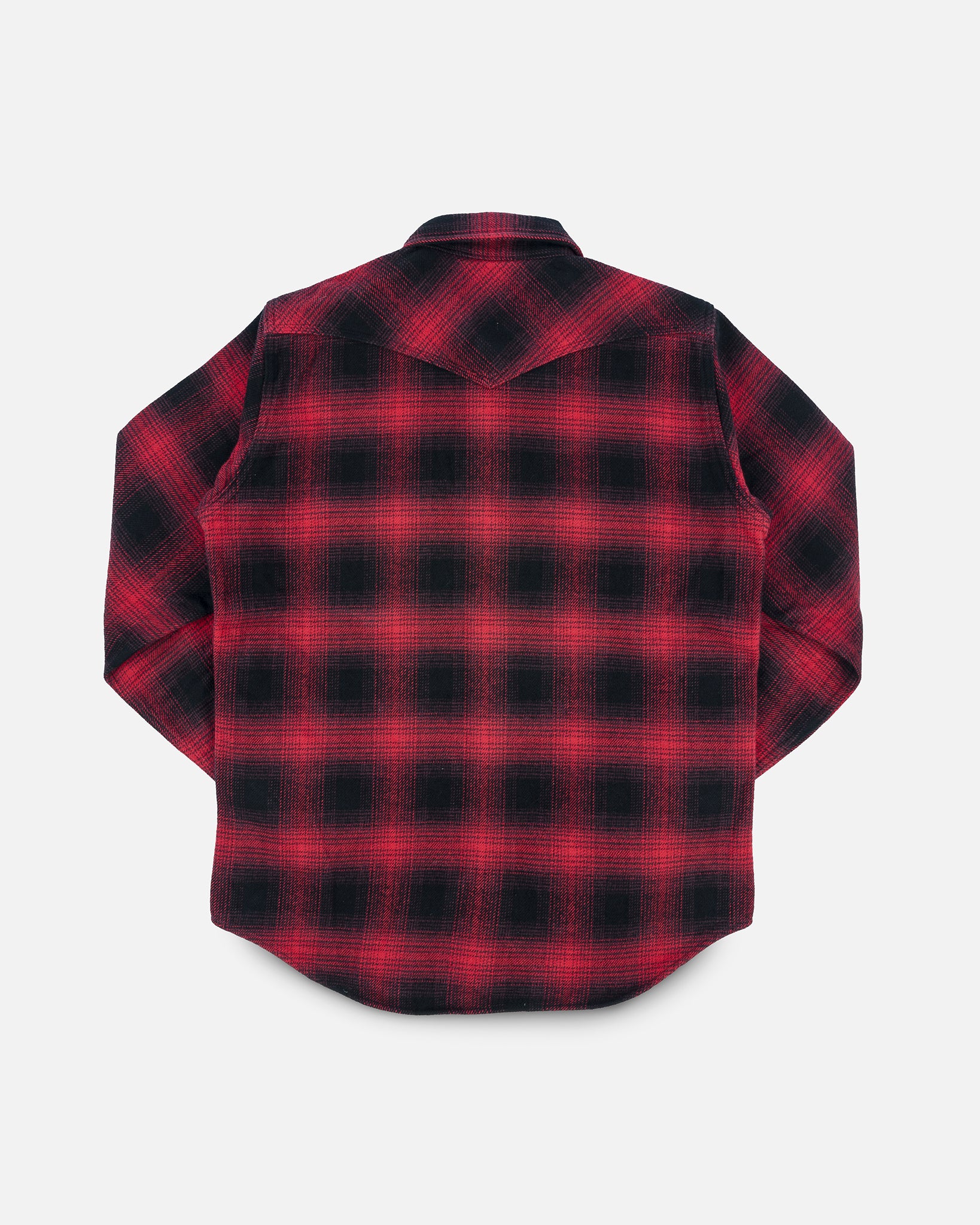 Ultra Heavy Flannel Ombré Check Western Shirt - Red/Black - Image 4