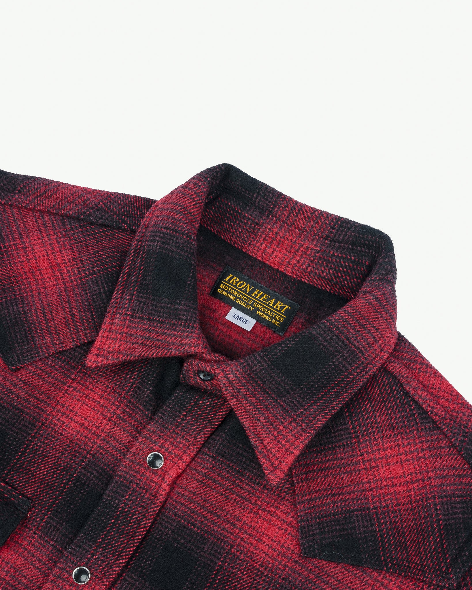 Ultra Heavy Flannel Ombré Check Western Shirt - Red/Black - Image 5
