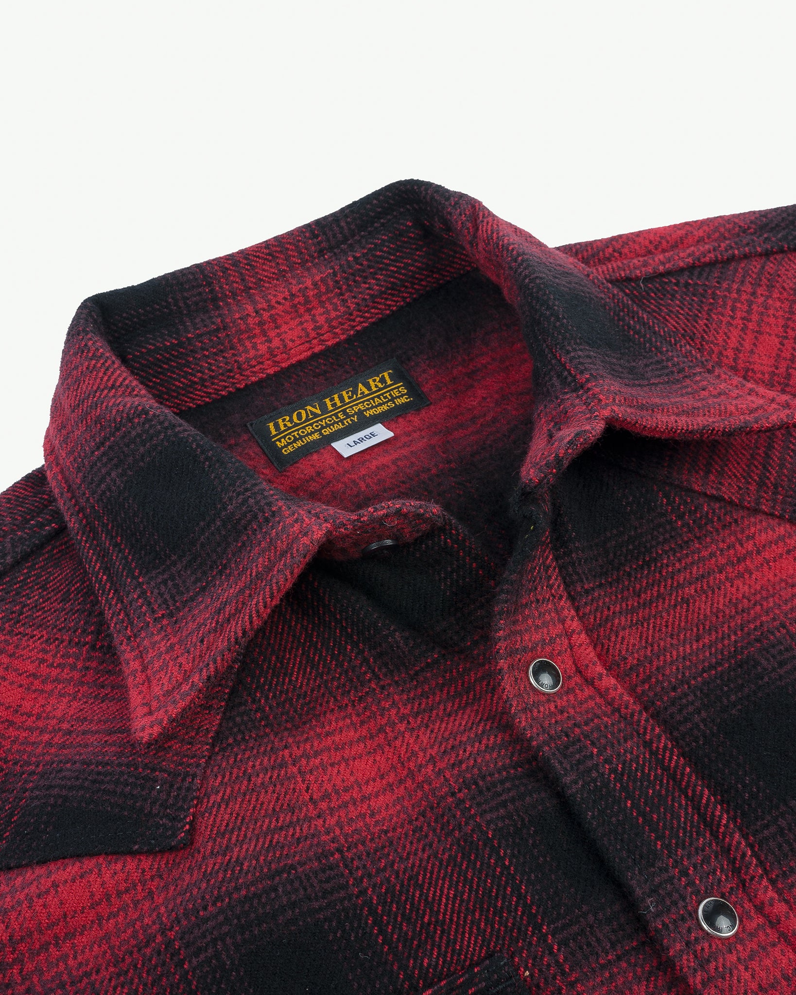 Ultra Heavy Flannel Ombré Check Western Shirt - Red/Black - Image 7
