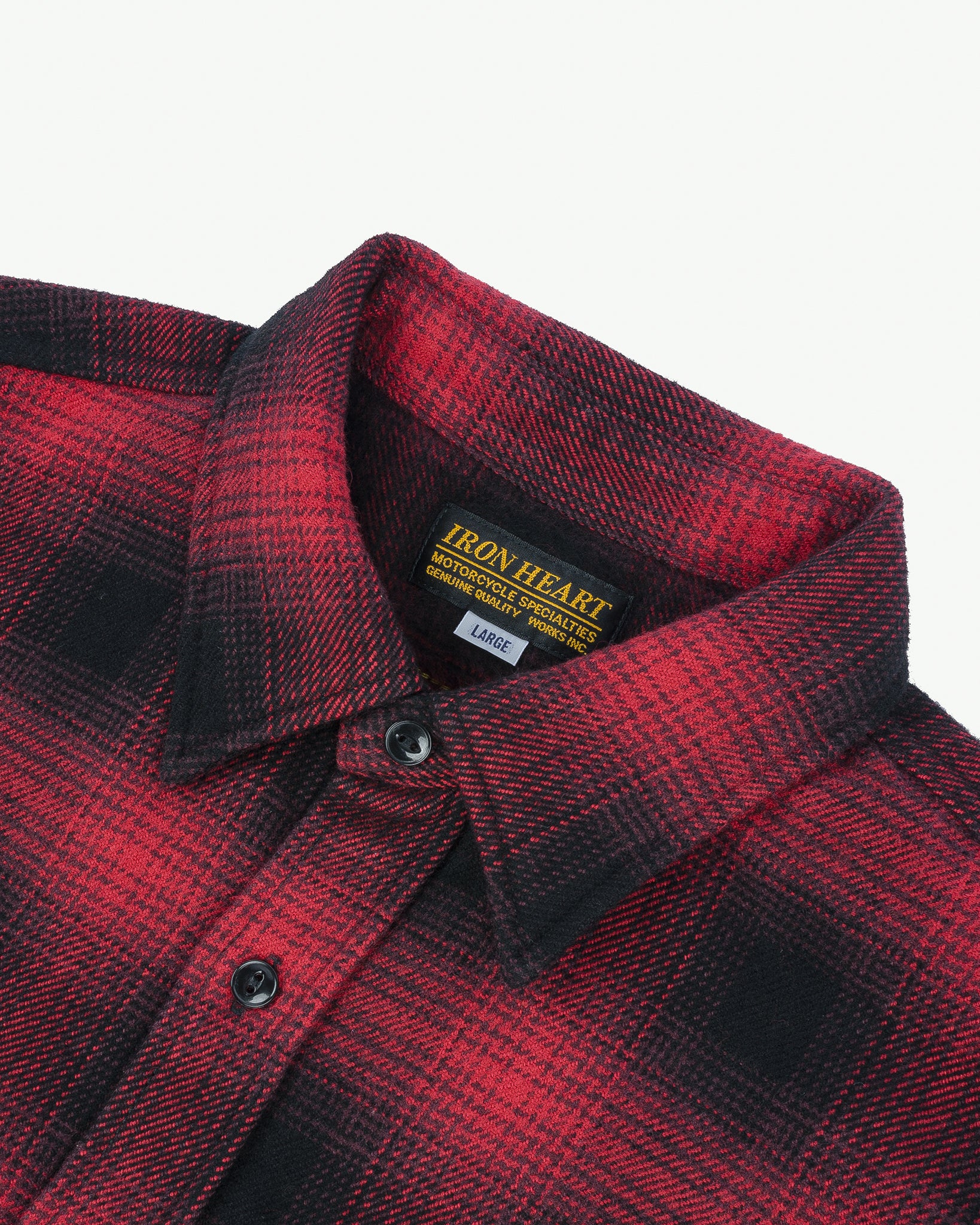 Ultra Heavy Flannel Ombré Check Work Shirt - Red/Black - Image 5