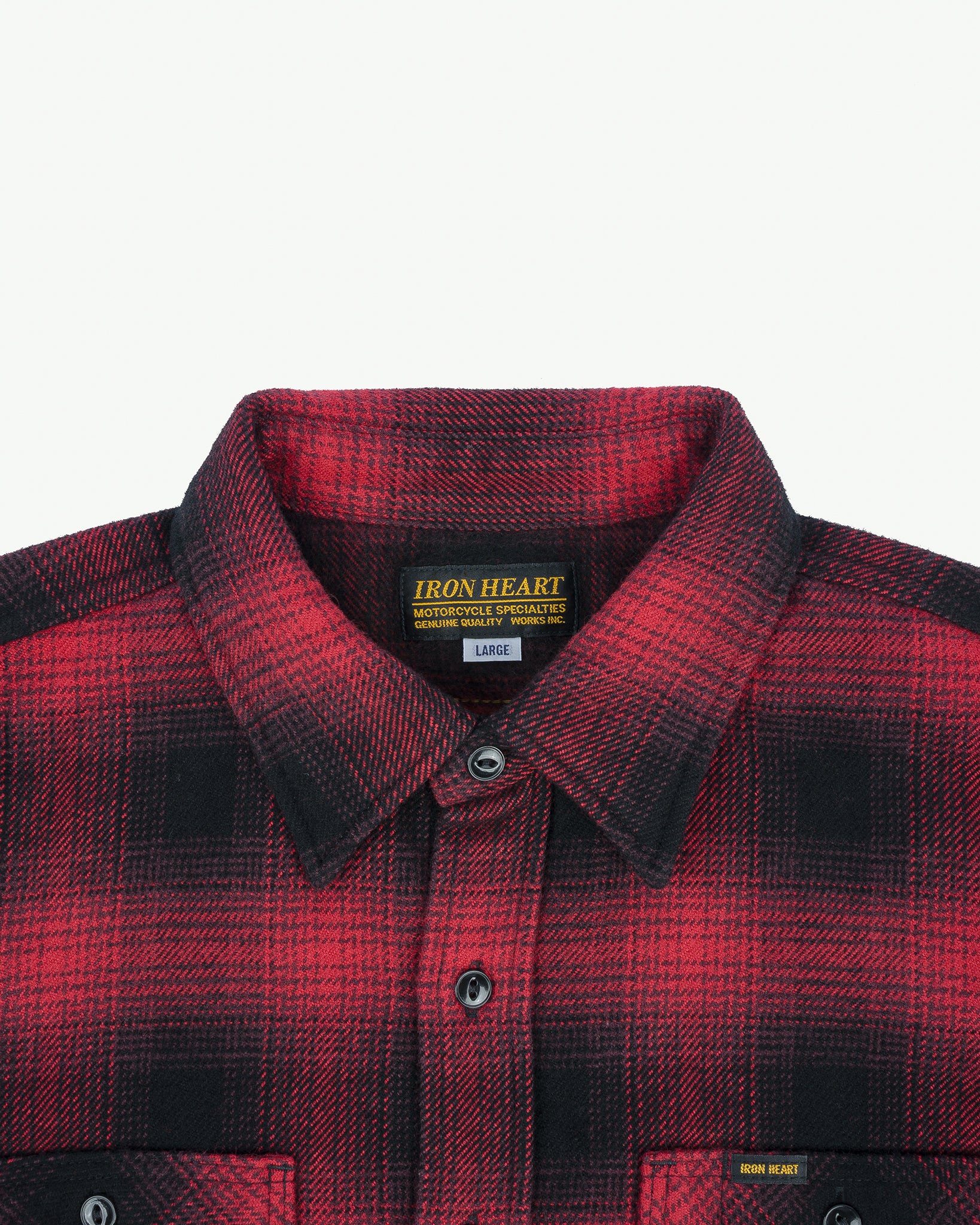 Ultra Heavy Flannel Ombré Check Work Shirt - Red/Black - Image 6