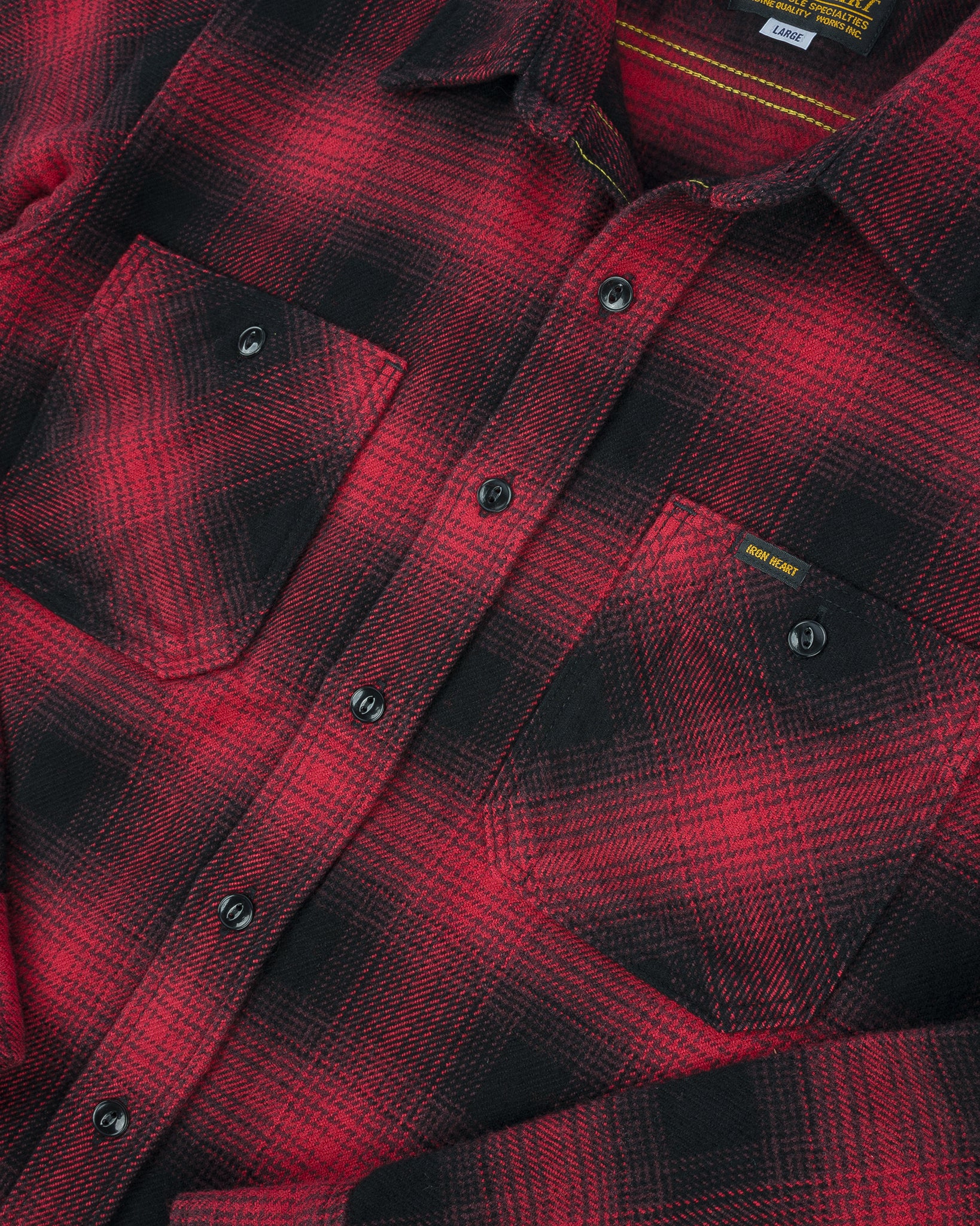 Ultra Heavy Flannel Ombré Check Work Shirt - Red/Black - Image 7