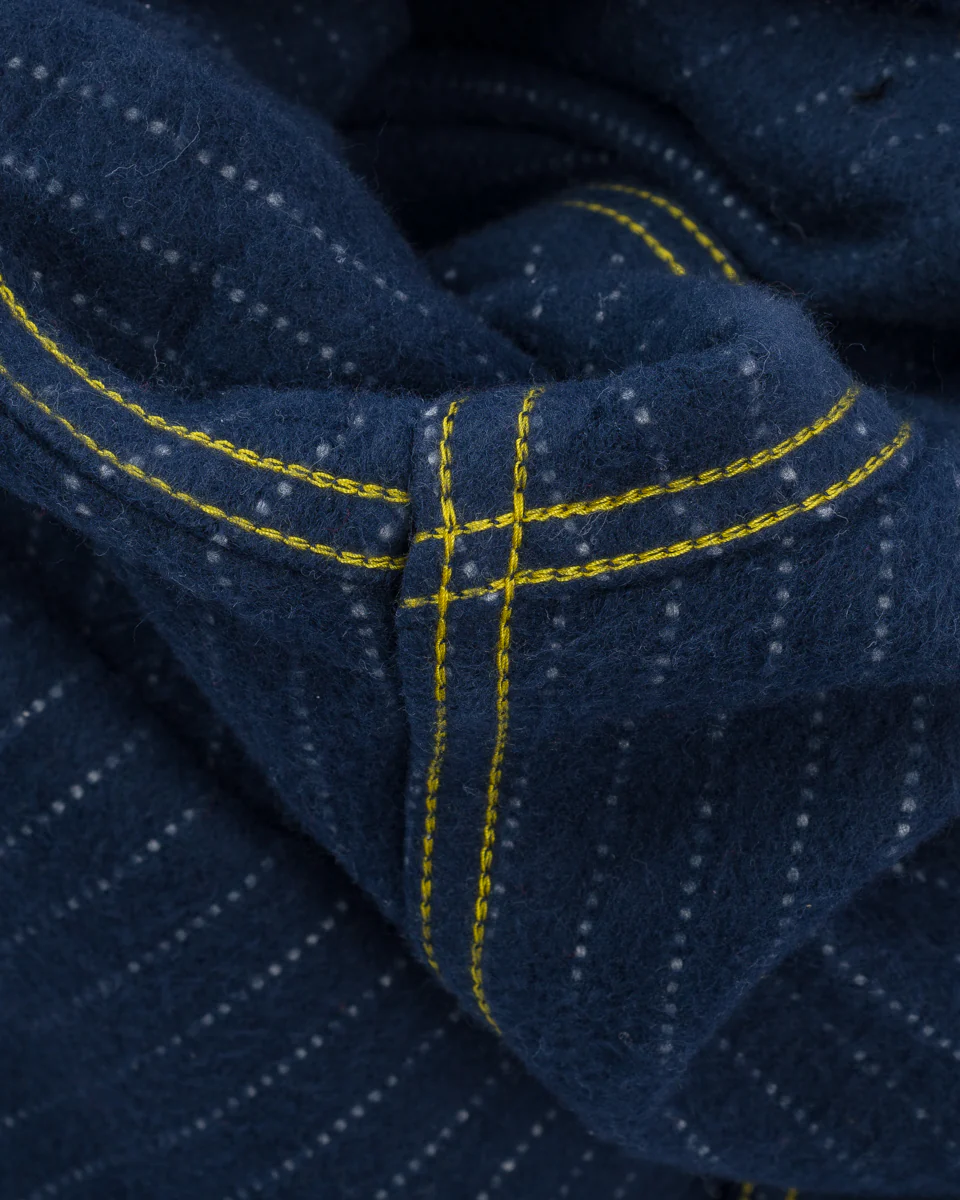 12oz Ultra Heavy Flannel Chalk Stripe Work Shirt - Navy - Image 12