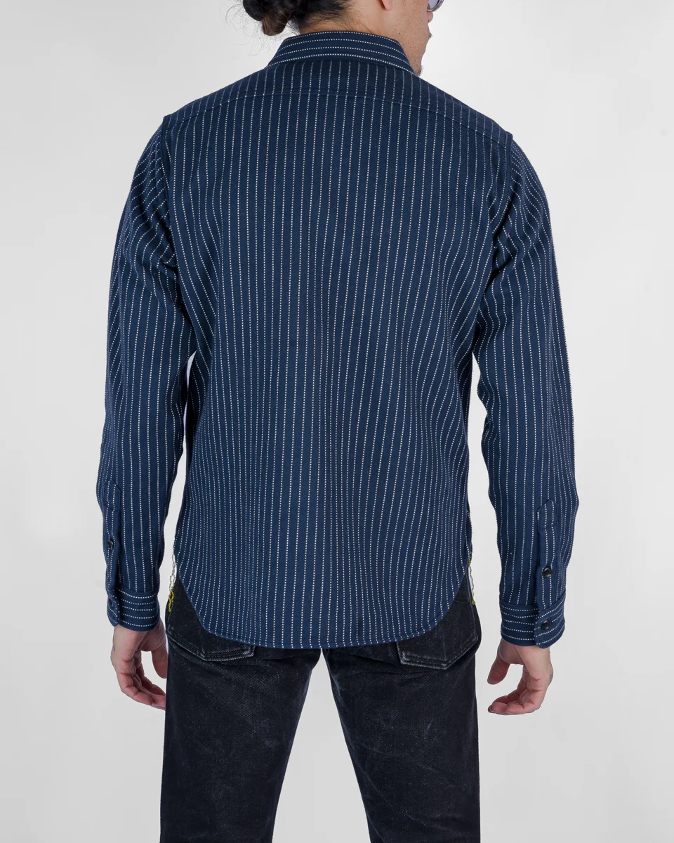 12oz Ultra Heavy Flannel Chalk Stripe Work Shirt - Navy - Image 3