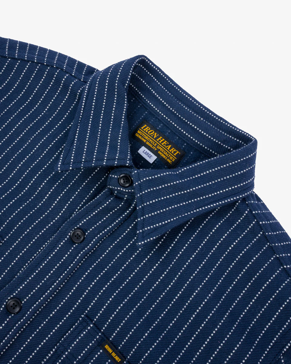 12oz Ultra Heavy Flannel Chalk Stripe Work Shirt - Navy - Image 6