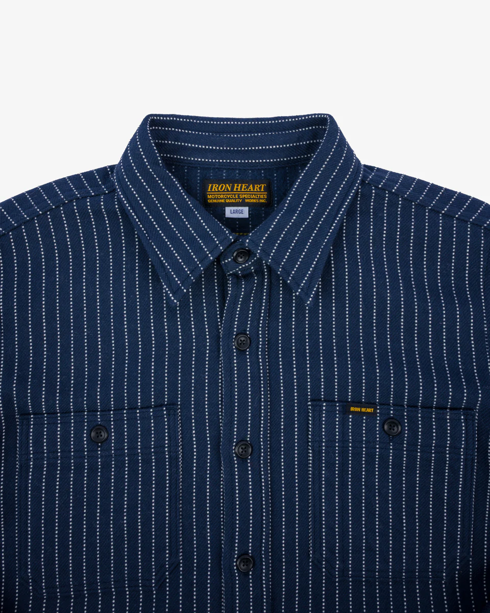 12oz Ultra Heavy Flannel Chalk Stripe Work Shirt - Navy - Image 7