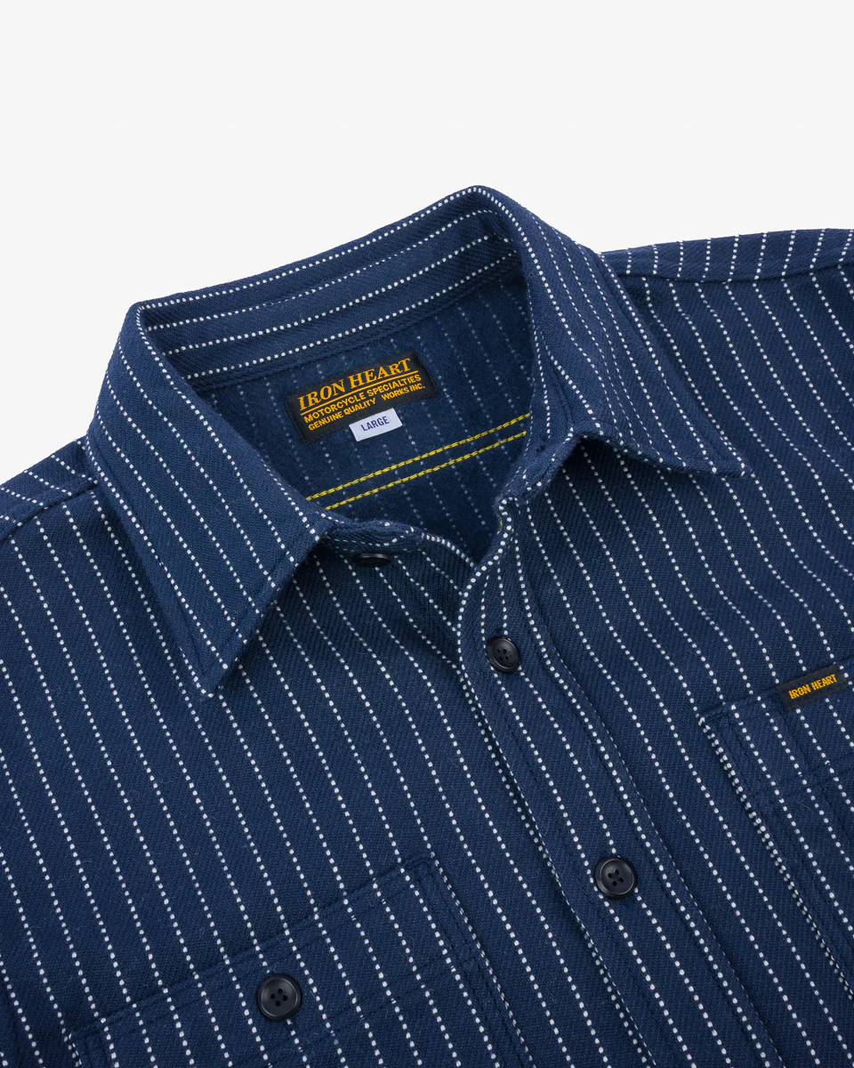 12oz Ultra Heavy Flannel Chalk Stripe Work Shirt - Navy - Image 8