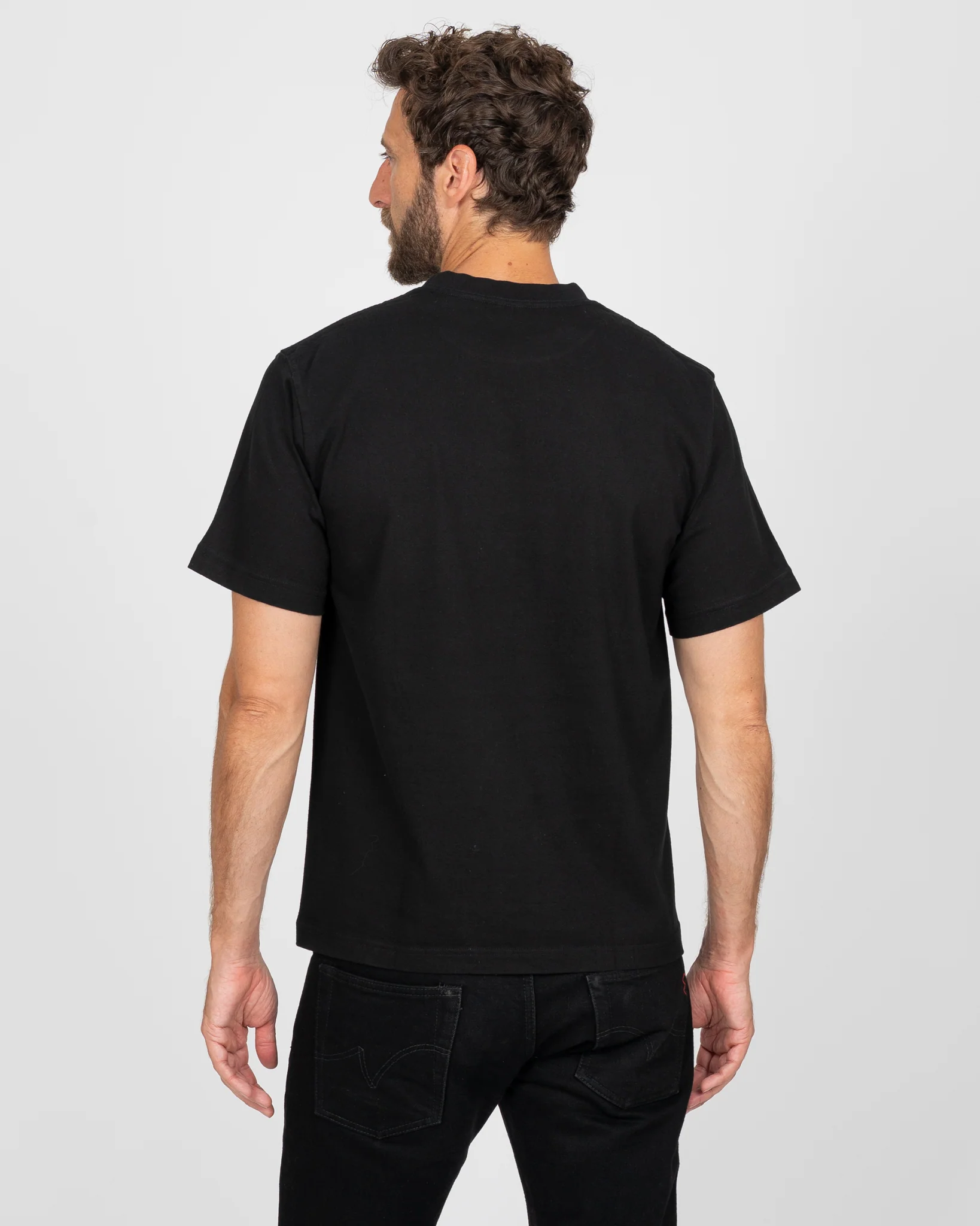7.5oz Printed Loopwheel Crew Neck T-Shirt - Black - Image 3