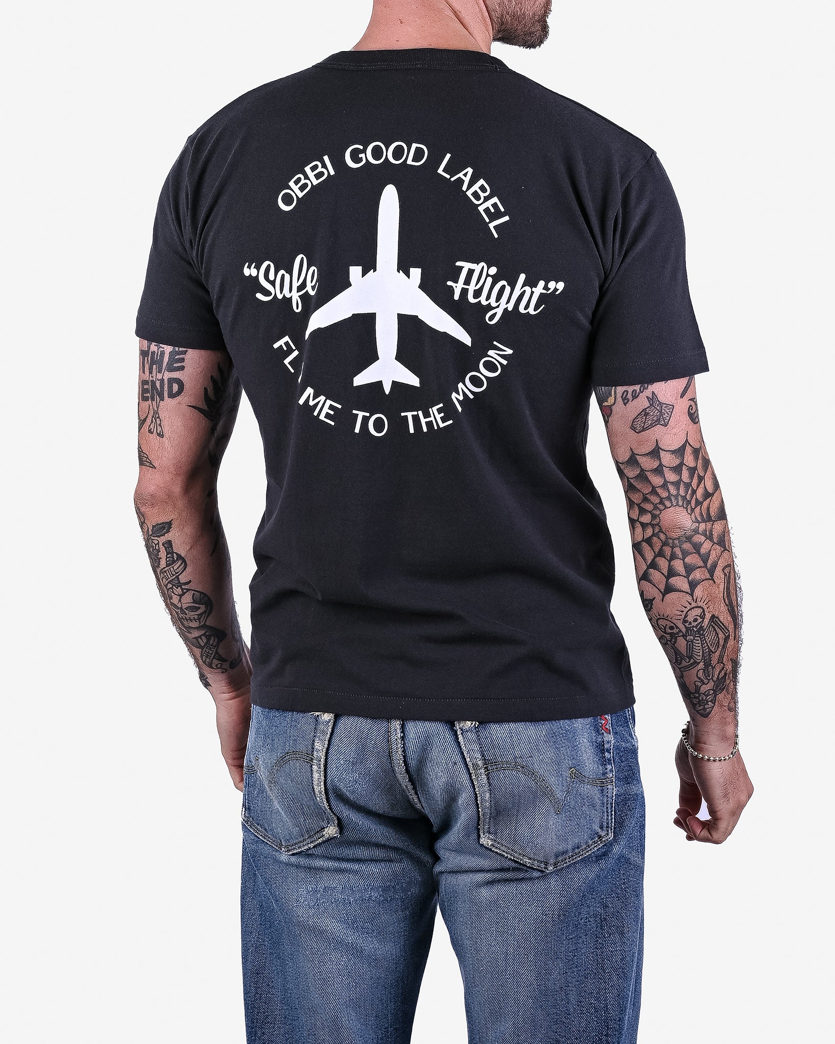 OGL 6.2oz Ringspun T-shirt - Silkscreen Printed 'Fly Me To The Moon' - Charcoal - Image 3