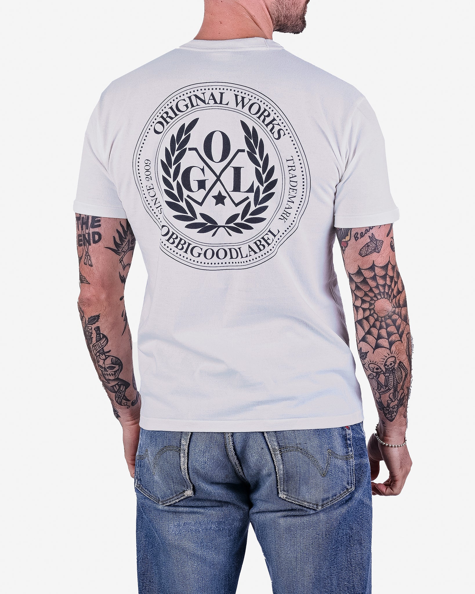 OGL 6.2oz Ringspun T-shirt - Silkscreen Printed 'OGL Logo' - Cream - Image 3